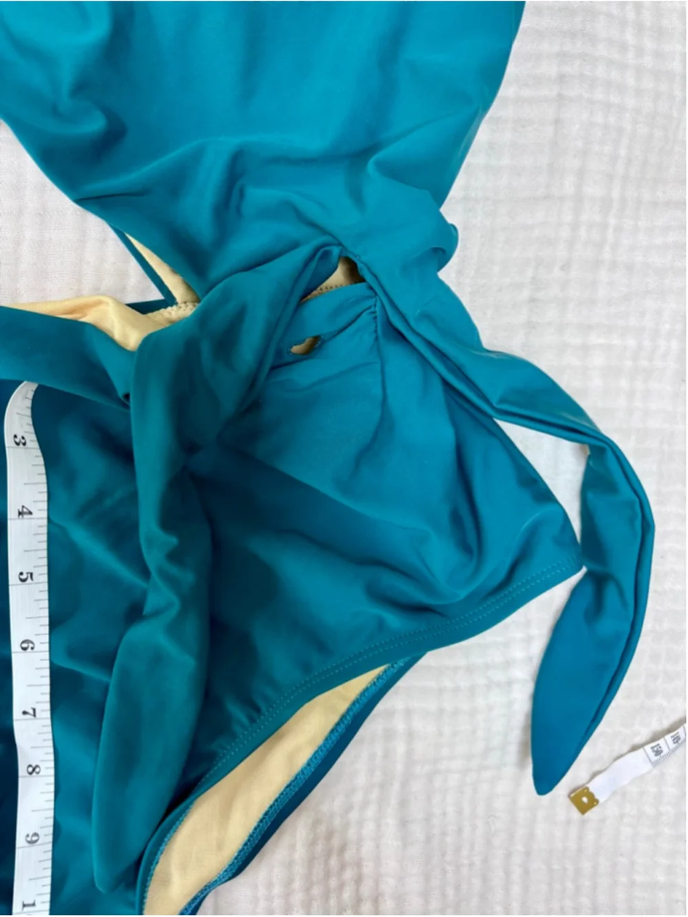 Women's Unbranded Teal One-Piece Swimsuit with Cutout and Tie, Size L - Picture 7 of 10